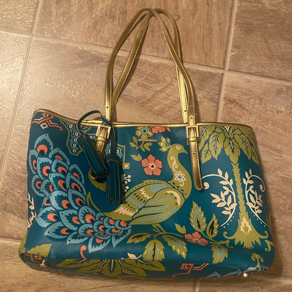 Spartina 449 large tote bag peacock purse - Picture 2 of 16
